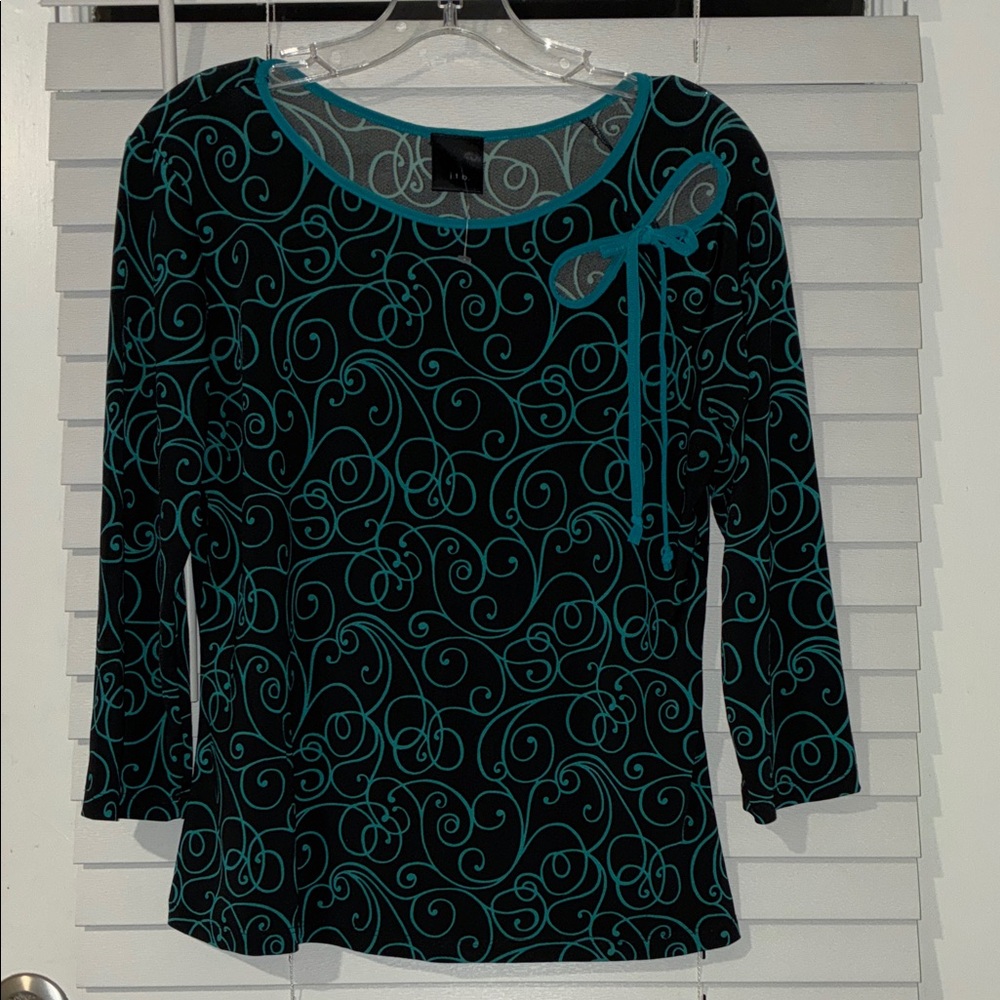 Chic Black and Teal Swirl Women's Blouse